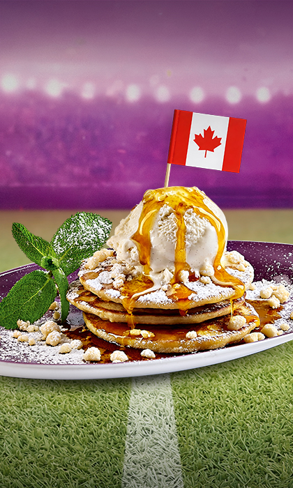 Sweet Maple Pancakes with vanilla ice cream